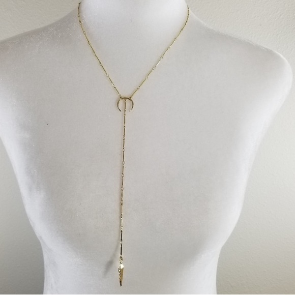 Luv Aj Jewelry - Luv AJ Gold Tone Pave CZ pendant Lariat Necklace